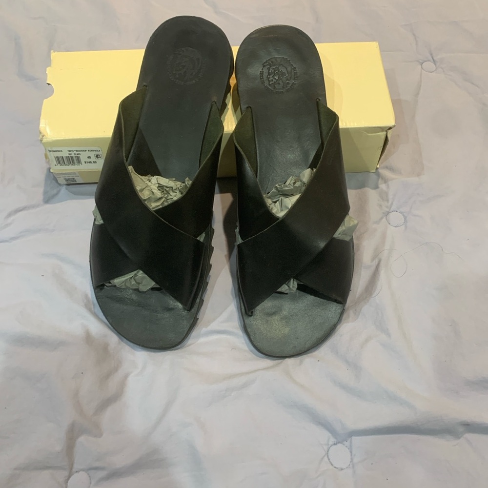 Diesel Black Women's Cross Strap Sandals